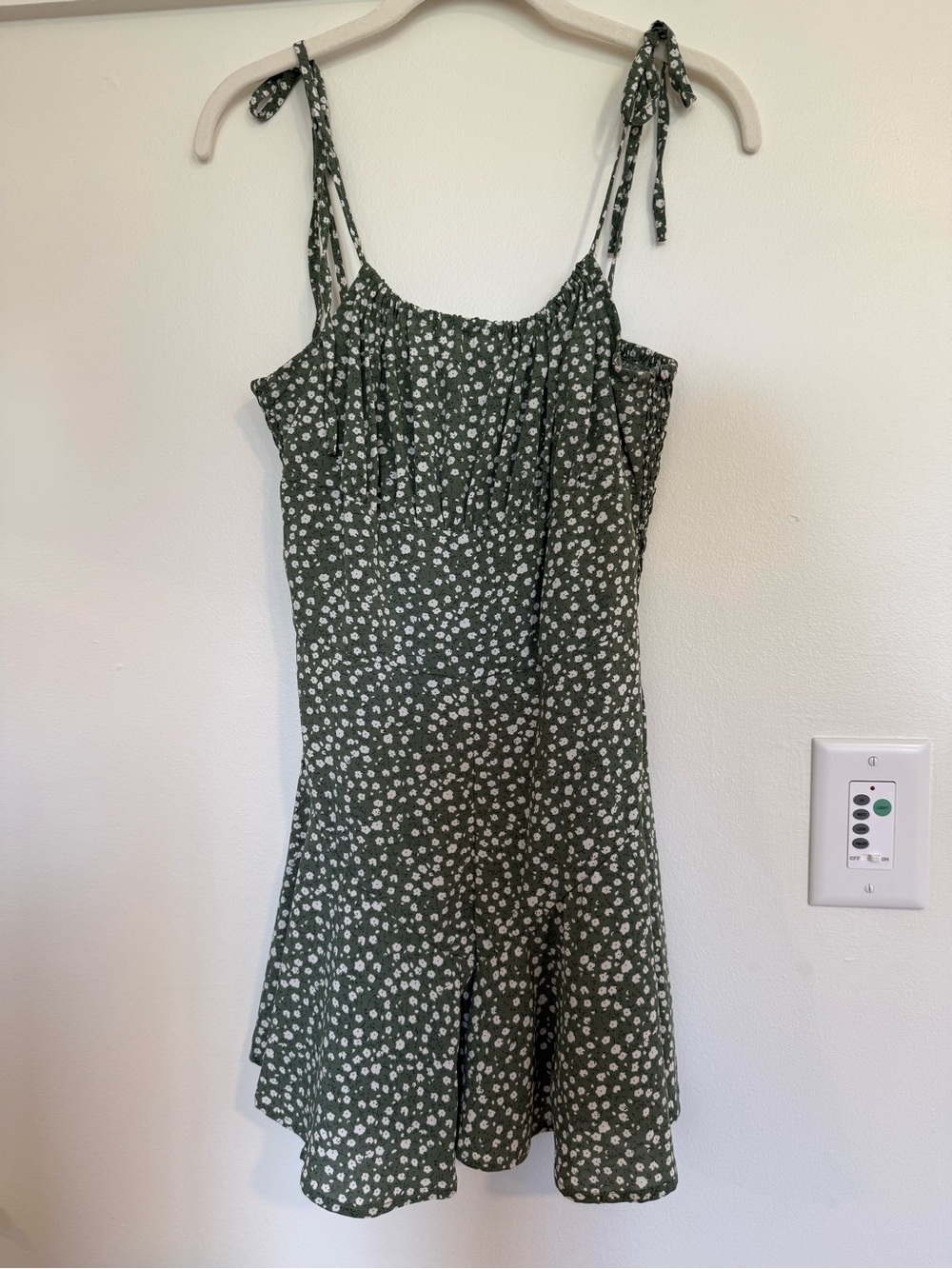 Green Floral Tie-Shoulder Romper
